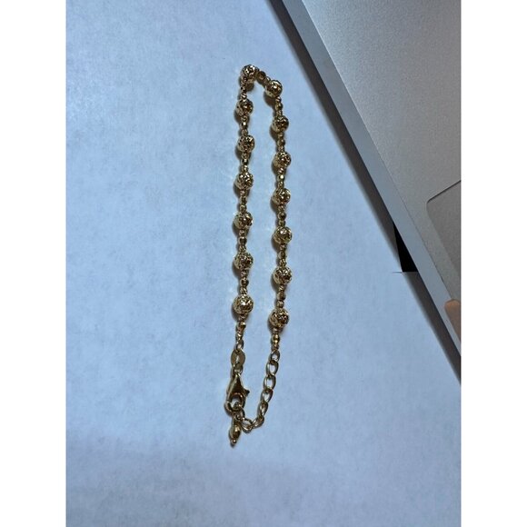 18k  Gold cute Beaded Ball Italy Bracelet, Diamond cut, 5.00 grams. - Picture 6 of 9